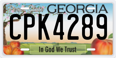 GA license plate CPK4289