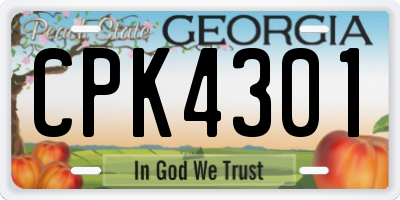 GA license plate CPK4301