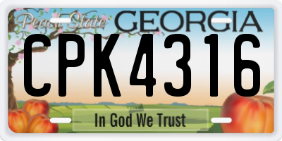 GA license plate CPK4316