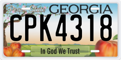 GA license plate CPK4318