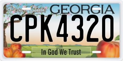 GA license plate CPK4320