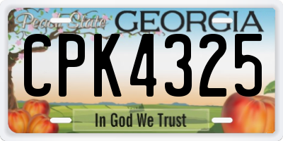 GA license plate CPK4325
