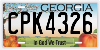 GA license plate CPK4326
