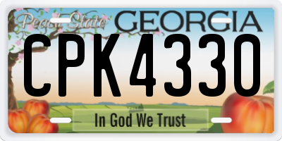 GA license plate CPK4330