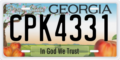 GA license plate CPK4331
