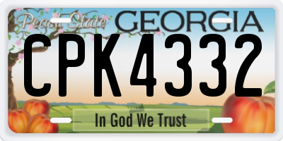 GA license plate CPK4332
