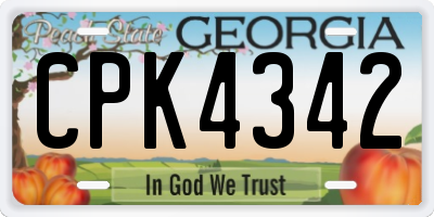 GA license plate CPK4342