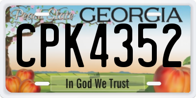 GA license plate CPK4352