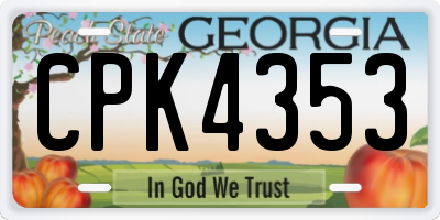 GA license plate CPK4353