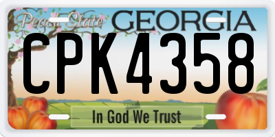 GA license plate CPK4358