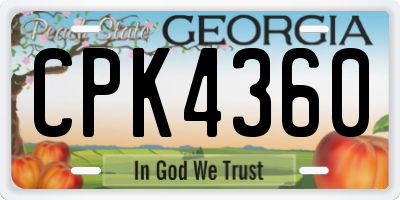 GA license plate CPK4360