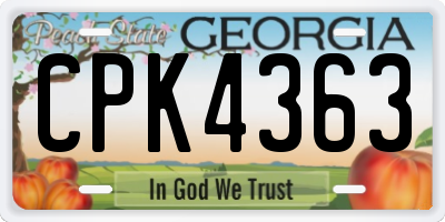GA license plate CPK4363
