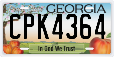 GA license plate CPK4364