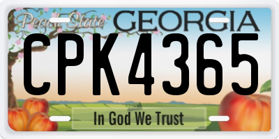 GA license plate CPK4365