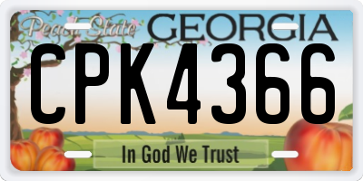 GA license plate CPK4366