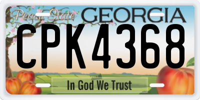 GA license plate CPK4368