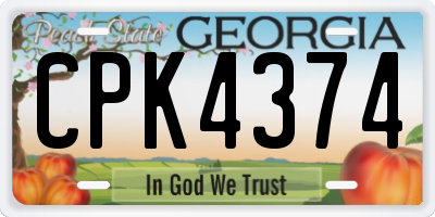 GA license plate CPK4374
