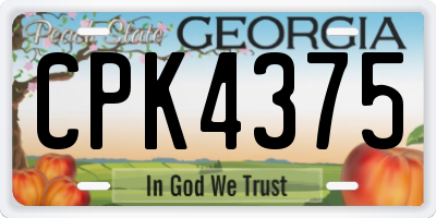 GA license plate CPK4375