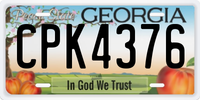 GA license plate CPK4376