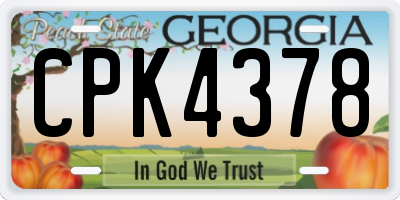 GA license plate CPK4378