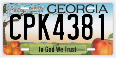GA license plate CPK4381