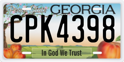 GA license plate CPK4398