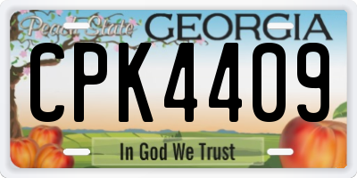 GA license plate CPK4409