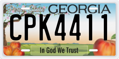 GA license plate CPK4411