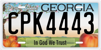 GA license plate CPK4443