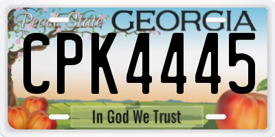 GA license plate CPK4445