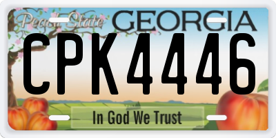 GA license plate CPK4446