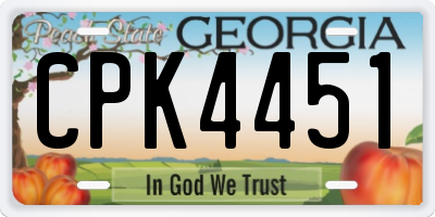 GA license plate CPK4451