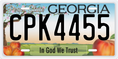 GA license plate CPK4455