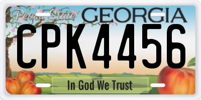 GA license plate CPK4456