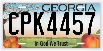GA license plate CPK4457
