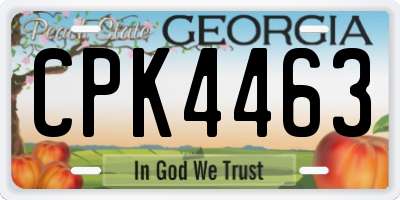 GA license plate CPK4463