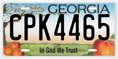 GA license plate CPK4465