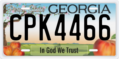 GA license plate CPK4466