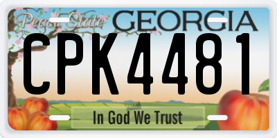 GA license plate CPK4481