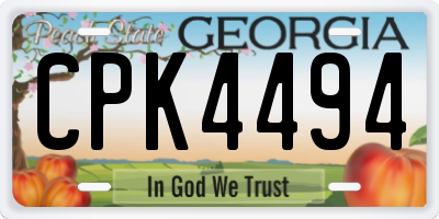 GA license plate CPK4494