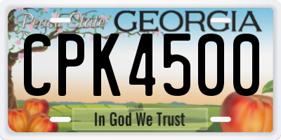 GA license plate CPK4500