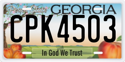 GA license plate CPK4503