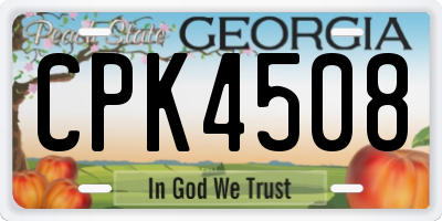 GA license plate CPK4508