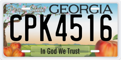 GA license plate CPK4516