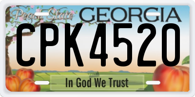 GA license plate CPK4520