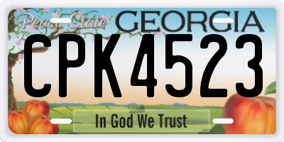 GA license plate CPK4523