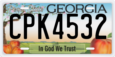 GA license plate CPK4532
