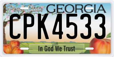 GA license plate CPK4533