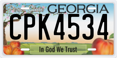 GA license plate CPK4534