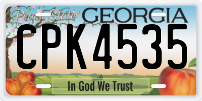 GA license plate CPK4535